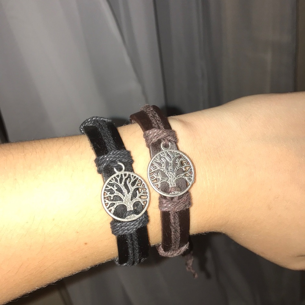 Leather tree bracelets